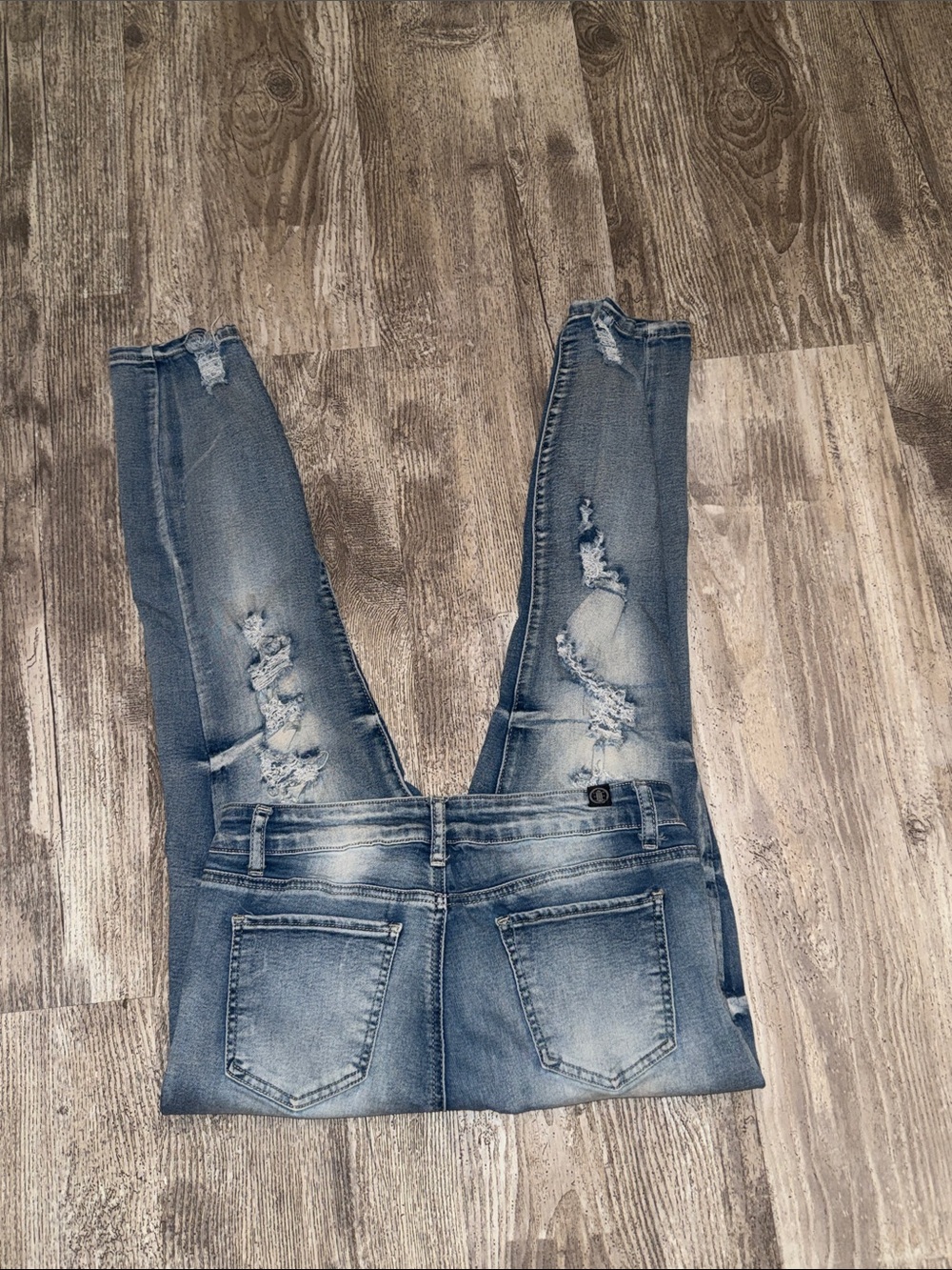 High-Rise Light Blue Distressed Skinny Jeans for Women